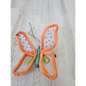 Katherine's collection velvet orange butterfly clip ornament Xmas glitter tree b